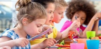 Kids Eating Lunch at School