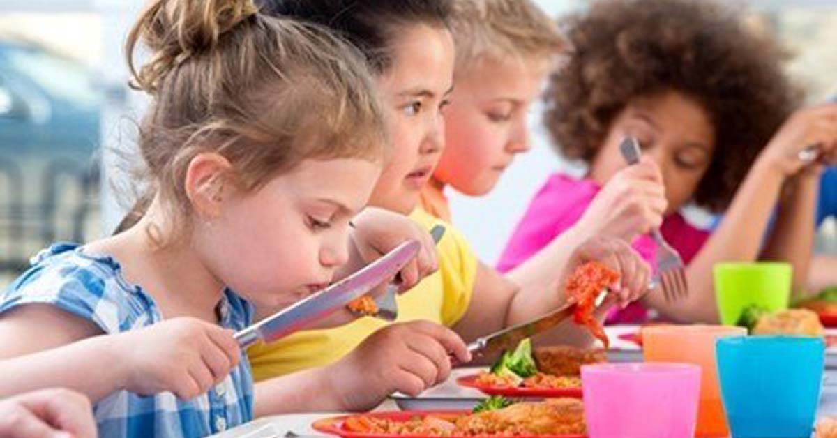 Kids Eating Lunch at School