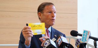 Sen Blumenthal with EpiPen