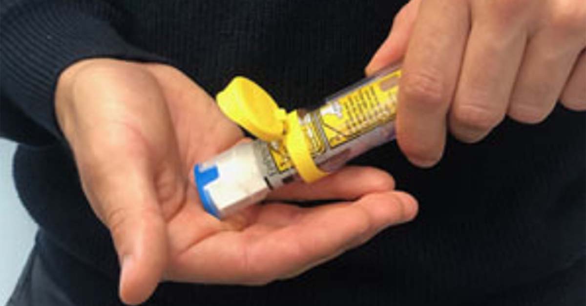 Epipen sticks to carrier tube