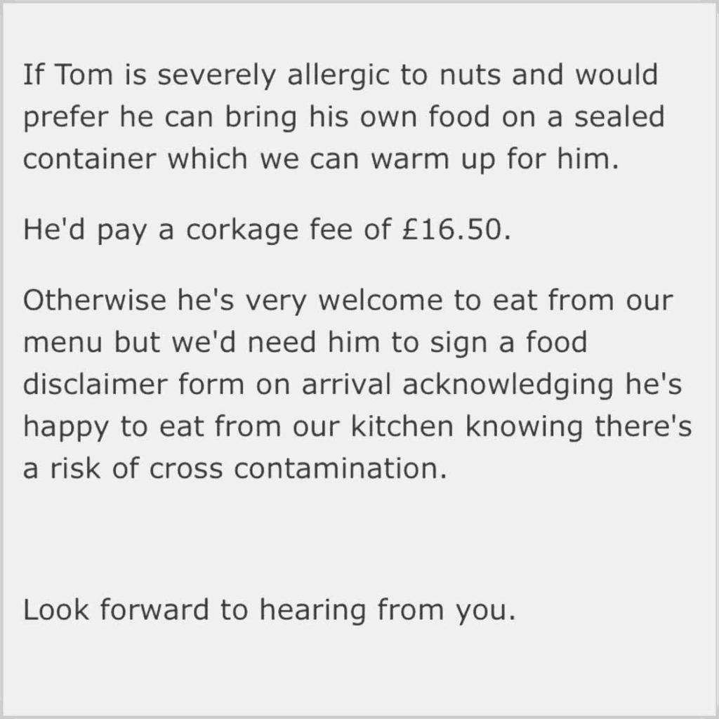 Restaurant Demands Customer Sign Allergy Disclaimers Before Serving Him