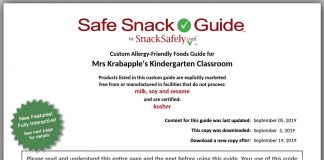Sample Custom Safe Snack Guide