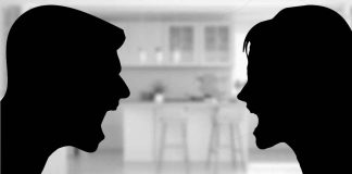 Silhouette of Man and Woman Arguing