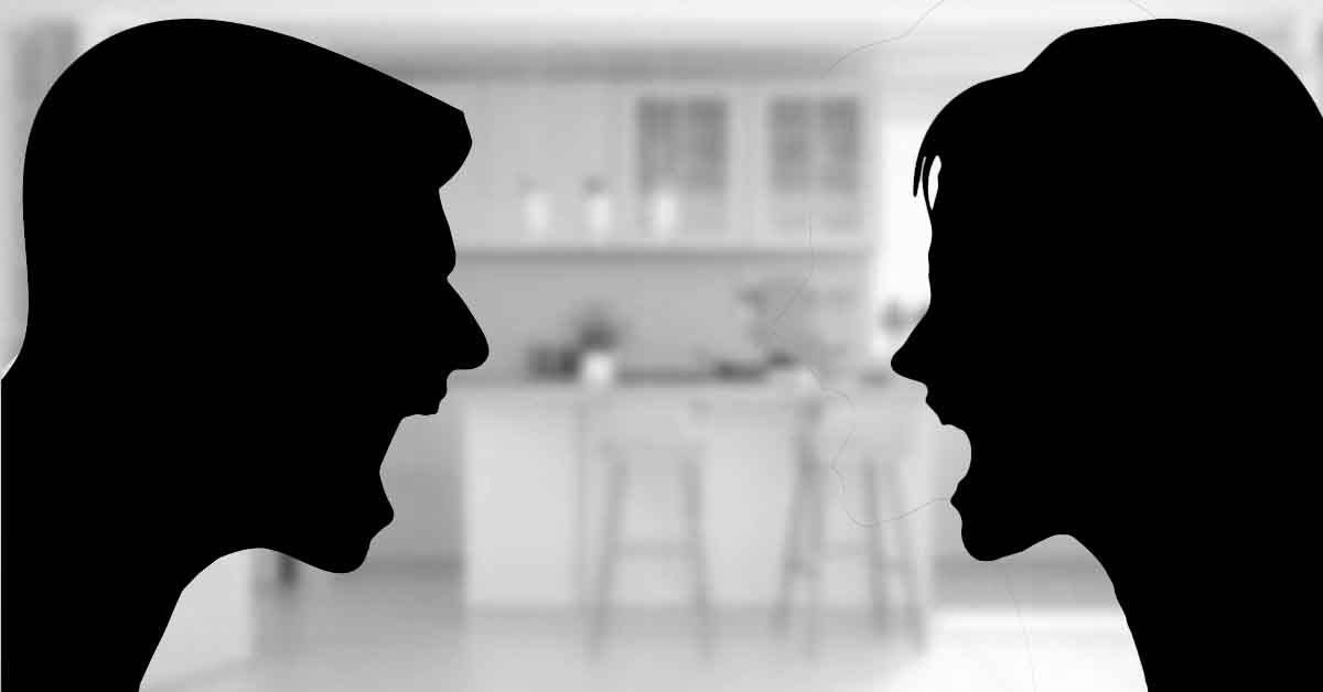 Silhouette of Man and Woman Arguing