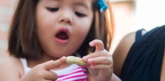 Young Girl Holding Peanut