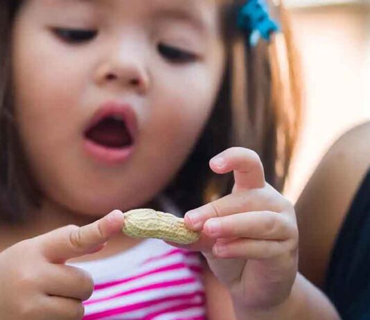 Young Girl Holding Peanut