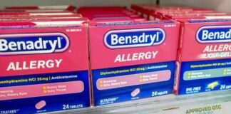 Benadryl on Store Shelf