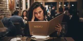 Woman Frustrated with Menu