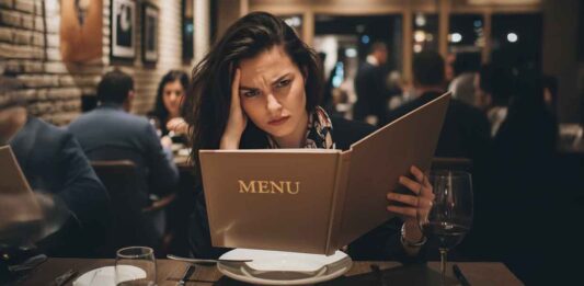 Woman Frustrated with Menu