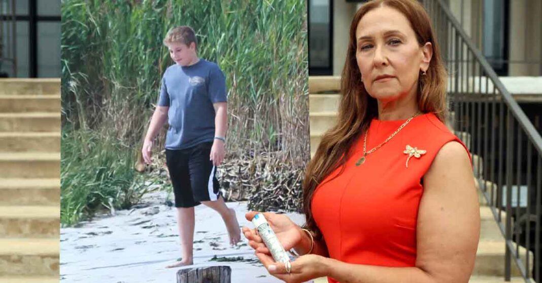 Georgina Cornago with photo of son Giovanni Cipriano