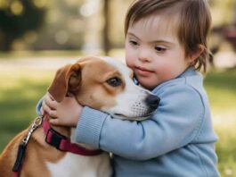 Toddler Hugging Doggie