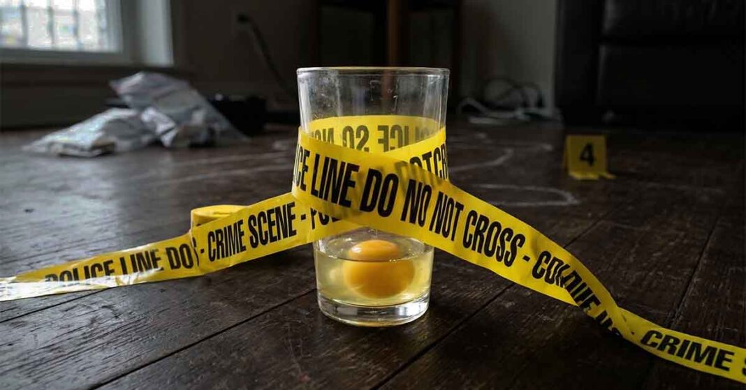Egg at Crime Scene - AI Generated