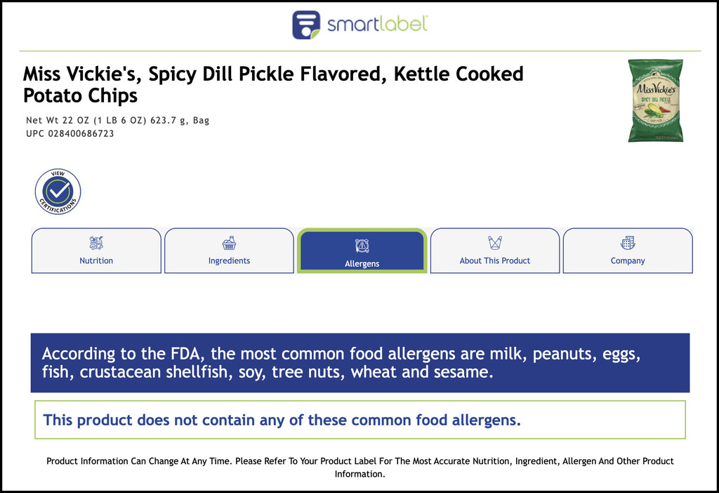 Recalled product smartlabel scan