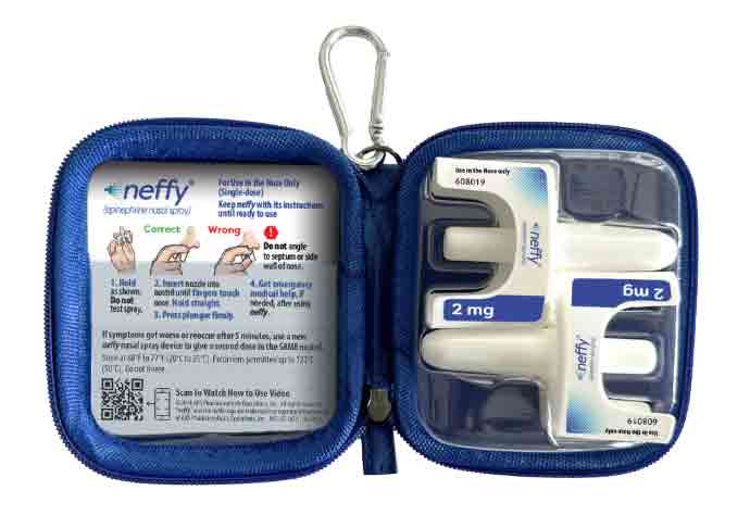The <i>neffy</i><sup>®</sup> Mega FAQ: Everything to Know About the World’s First Needle-Free Emergency Epinephrine Alternative 2 Neffy two-pack in carrying case