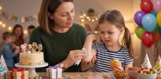 Child Touches Allergen at Party - AI-Generated