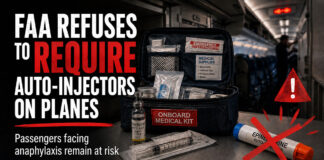 Outrage as FAA Again Declines to Mandate Epinephrine Auto-Injectors FAA Epinephrine Refusal AI Generated